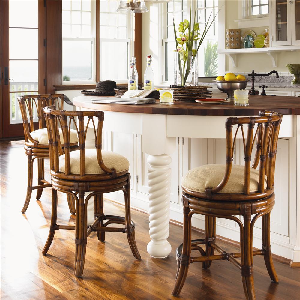 Tommy Bahama Home Island Estate LEXI 531 815 Customizable South Beach Rattan Swivel Counter Stool Jacksonville Furniture Mart Dining Chair Bar Stool